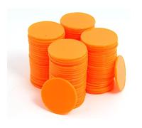 Smartdealspro 100 unidades de 32 mm/1.26 pulgadas de plástico opaco para contadores de aprendizaje, mini fichas de póquer, fichas de juego con caja de almacenamiento (naranja)