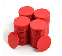 Smartdealspro 100 unidades de 32 mm/1.26 pulgadas de plástico opaco para contadores de aprendizaje, mini fichas de póquer, fichas de juego con caja de almacenamiento (rojo)