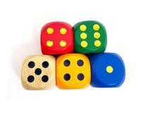 SmartDealsPro - Juego de 5 dados de madera grandes de 1 1/5"" con borde redondo, colores aleatorios (5 colores con puntos)