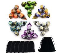 SmartDealsPro Juego de dados poliédricos de doble color con bolsas para D&D DND RPG MTG Dungeon and Dragons Table Board Roll Playing Games D4 D6 D8 D10 D% D12 D20 (juego de 6 colores)