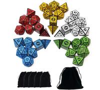 SmartDealsPro Juego de dados poliédricos de doble color con bolsas para D&D DND RPG MTG Dungeon and Dragons juegos de mesa D4 D6 D8 D10 D% D12 D20 (juegos retro de 5 colores)
