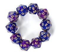 SmartDealsPro Paquete de 10 dados poliédricos de 20 caras D20 para juego de mesa DND RPG MTG (azul brillante-morado)