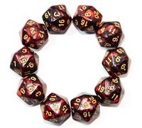 SmartDealsPro Paquete de 10 dados poliédricos de 20 caras D20 para juego de mesa DND RPG MTG (negro-rojo)
