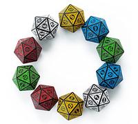 SmartDealsPro Paquete de 10 dados poliédricos retro de 26 mm grandes de 20 caras D20 para juego de mesa DND RPG MTG (mezcla de colores retro)