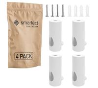 smartect Soporte de Techo y Pared de Aluminio para fijar Cables [4 Piezas, Blanco] Fijación con tornillos y tacos, Decentrador de Techo para que arme su propio proyecto de bricolaje
