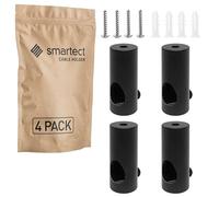 smartect Soporte de Techo y Pared de Aluminio para fijar Cables [4 Piezas, Negro] Fijación con tornillos y tacos, Decentrador de Techo para que arme su propio proyecto de bricolaje