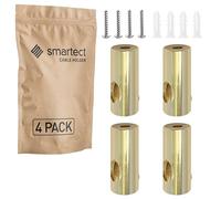 smartect Soporte de Techo y Pared de Aluminio para fijar Cables [4 Piezas, Oro] Fijación con tornillos y tacos, Decentrador de Techo para que arme su propio proyecto de bricolaje