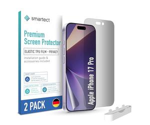 smartect TPU Protector 2 Piezas Privacy para Apple iPhone 17 Pro | Película Protectora HD Antiespía, Protector Pantalla Antiarañazos, Sin Burbujas, Compatible Huella Digital, Compatible Funda