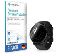 smartect TPU Protector Pantalla 3 Piezas para Garmin Venu 3 | Película Protectora HD Antiarañazos, Ultra Transparente, Sin Burbujas, Compatible Huella Digital, Compatible Funda