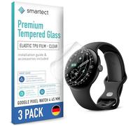 smartect TPU Protector Pantalla 3 Piezas para Google Pixel Watch 4 45 mm | Película Protectora HD Antiarañazos, Ultra Transparente, Sin Burbujas, Compatible Huella Digital, Compatible Funda