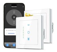 SMARTERCURRY Interruptor de persiana enrollable WLAN [6.1Gen], interruptor inteligente temporizador, seguridad para niños, control de persianas enrollables compatible Alexa/Google, 2 Piezas | Blanco