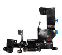 Smartex Conector de Carga de Repuesto Compatible con iPhone 5 5G Negro - Dock de repeusto con Cable Flex, Altavoz, Antena, Micrófono y Conexión Botón de Inicio.