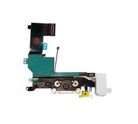 Smartex Conector de Carga de Repuesto Compatible con iPhone SE Blanco - Dock de repeusto con Cable Flex, Altavoz, Antena, Micrófono y Conexión Botón de Inicio.