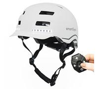 smartGyro Casco Inteligente - Smart Helmet Max con luz de Frenado Automática, Intermitentes, Tamaño L, EPS + PC, Batería, Visera Delantera, Leds Delanteros y Traseros, Color Blanco