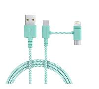Smartish Crown Joule - Cable USB-C/Lightning para iPhone 15/14, cable de carga universal de 6 pies envuelto en tela con micro USB, certificado Apple MFi para iPhone 13/12/SE/iPad/AirPods/Android,
