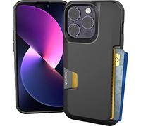 Smartish Funda Tipo Cartera para iPhone 14 Pro - Wallet Slayer Vol. 1 [Delgada + Protectora] Tarjetero de crédito - Negro Tie Affair