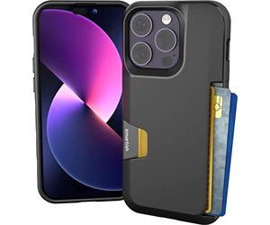 Smartish Funda Tipo Cartera para iPhone 14 Pro - Wallet Slayer Vol. 1 [Delgada + Protectora] Tarjetero de crédito - Negro Tie Affair