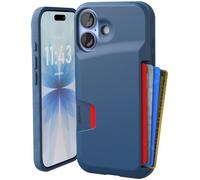 Smartish Funda Tipo Cartera para iPhone 17 - Wallet Slayer Vol. 1 [Delgada + Protectora] con Tarjetero - Funda con Ranura Oculta para Tarjetas de Apple iPhone 17 - Azul sobre el Verde