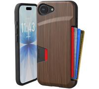 Smartish Funda tipo cartera para iPhone 2026e/16e - Wallet Slayer Vol. 1 [delgada + protectora] con tarjetero - Funda oculta probada para tarjetas de crédito para Apple iPhone 2026e / 16e - Madera de