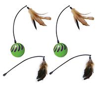 SmartKat - Varita de Movimiento electrónico con Remolino de Plumas (2 Unidades) para Gatos, Incluye (2) varitas adicionales, Funciona con Pilas, Verde, 2 Unidades