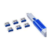 Smart Keeper Pack 6 Bloqueos para Puertos USB + Llave de Seguridad Azul