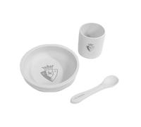 smartketing Club Atlético Osasuna - Set alimentación Party Color gris claro Set de alimentación de tres piezas con ventosa en la base del plato para fijarlo en la mesa