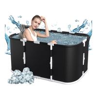 Smartmak Bañera de hielo, bañera portátil de agua fría XL grande con cubierta para atletas, terapia de cápsulas frías y recuperación con cojín de agua, baños de entrenamiento de inmersión en frío,