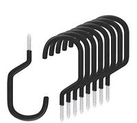 SMARTOLOGY Paquete de 8 ganchos de almacenamiento para bicicletas, con revestimiento de goma, ganchos de techo grandes de rosca para almacenamiento de bicicletas de pared de garaje y techo, colgador