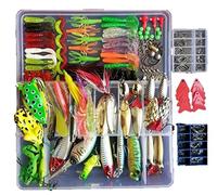 Smartonly Juego de 275 señuelos de pesca que incluye señuelos de rana, señuelos de pesca suaves, señuelos de metal duro, sonajero VIB, manivela, popper, pececillo, gancho de metal para trucha, lubina,