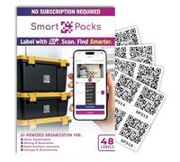 SmartPacks Etiquetas de código QR para almacenamiento y organización, calcomanías de código QR de alta calidad con aplicación, paquete avanzado y etiquetas de seguimiento con código QR para