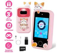 Smartphone de juguete para niños con doble cámara y pantalla táctil, 16 juegos ABC