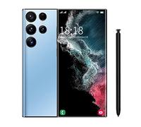Smartphone Desbloqueado gsm S22 Ultra 6.8 Pulgadas Desbloqueo Facial Pantalla Android Smartphone 6G + ROM 128G Teléfono Celular R Coche Taza R (Blue, C)
