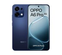 OPPO A6 Pro 5G - Smartphone Libre con IA, 8GB RAM+256GB, Batería 6500 mAh, Carga Rápida 80W, Pantalla AMOLED 120Hz, IP69, Cámara 50MP AI, Dual SIM, Versión Española - Azul
