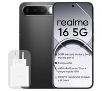 Smartphone realme 16 5G, 8GB+256GB, Pantalla AMOLED 120Hz 6,57", Batería 6500mAh, Cámara 50MP Sony IMX852, Protección IP69K, Carga rápida 45W, Doble SIM, Next IA, Negro