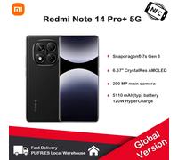Smartphone Redmi Note 14 Pro + 5G versión Global, NFC, Snapdragon 7s Gen 3, cámara trasera de 200 MP, 120 W, hipercarga, IP68 Midnight Black