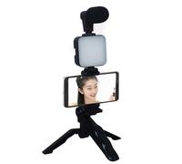 Smartphone Vlogging Kit - 3.15x2.56x1.18 Inches, Video Content Creator Kit with LED Light, Tripod, Microphone, Phone Holder For Podcast, Live Streaming, Recording, Outdoor Video Production