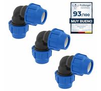 Smartproduct Codo de Compresión para Tubería de Polietileno de 20mm x 20 mm - 3 piezas - Accesorios de PP PN16 - Racor de Fontanería de 90 grados - Conectores de Aqua para Tuberías de PE80, PE100