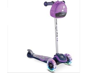 smarTrike T3 - Patinete Infantil con Ruedas LED y Bolsa para Aperitivos, Color Morado, M