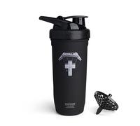 Smartshake Batidora de proteínas Rockband Reforce de acero inoxidable (900 ml | 30 oz) - Rosca a prueba de fugas - Sin BPA - Sin aislamiento - Acero inoxidable unisex - Metallica, Master of Puppets
