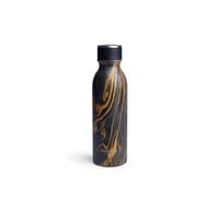 Smartshake Bohtal - Botella de agua de mármol de doble aislamiento, 600 ml, acero inoxidable, botella de agua de metal negro para bebidas frías y calientes, sin BPA, botella térmica de metal al vacío