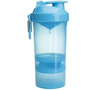 Smartshake Botella mezcladora de proteínas O2GO de 400 ml y 20 oz, con espacio de almacenamiento incluido, tapa de rosca a prueba de fugas, sin BPA, unisex, color Azul neón