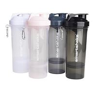 Smartshake Botella mezcladora de proteínas Slim (paquete de 4), 400 ml | 13,5 oz (incluye almacenamiento), tapa de rosca antifugas, sin BPA, unisex, color negro, blanco, gris tormenta y rosa algodón.