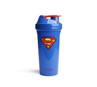 SmartShake Lite Justice League Superman Protein Shaker Bottle 800ml - BPA Free Gimnasio Protein Shakes Bottle for Protein Powder DC Comics Blue Water Bottle Superman Gifts