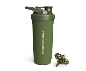 Smartshake Reforce - Botella mezcladora de proteínas de acero inoxidable de 900 ml, tapa de rosca a prueba de fugas, sin BPA, unisex, color verde militar