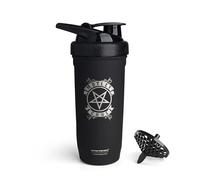 Smartshake Rockband Reforce - Botella mezcladora de proteínas de acero inoxidable, 700 ml, tapa de rosca a prueba de fugas, sin BPA, no aislante, unisex, logotipo de Mötley Crüe en la botella