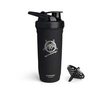 Smartshake Rockband Reforce - Botella mezcladora de proteínas de acero inoxidable de 900 ml, tapa de rosca a prueba de fugas, sin BPA, sin aislamiento, unisex (Slayer, logotipo del sur del cielo)