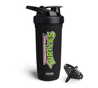 Smartshake TMNT Reforce - Botella mezcladora de proteínas de acero inoxidable de 900 ml, tapa de rosca a prueba de fugas, sin BPA, unisex, sin aislamiento, color negro