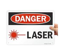 SmartSign 10 x 14 pulgadas "Danger - Laser" OSHA Letrero con agujeros preclados, impreso digitalmente, plástico HDPE de 55 mil, rojo, blanco y negro