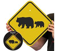 SmartSign 3 m ingeniero grado reflectante Sign, "oso Crossing" con gráfico, 12 "cuadrado, negro sobre amarillo