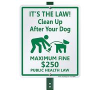 Smartsign Aluminium Panneau, Legend "à nettoyer après votre chien - maximum fine $ 635 cm avec Graphic, 30,5 cm de hauteur x 22,9 cm de large Panneau Plus 3 'Tall Piquet, Vert sur blanc